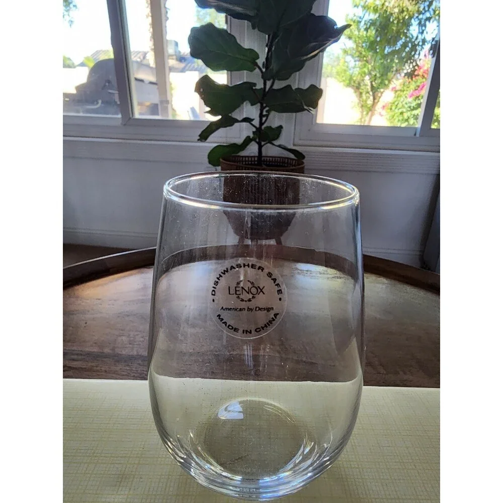 NEW 4x Lenox Crystal Piedmont Stemless Wine Glasses | 11 oz | USA